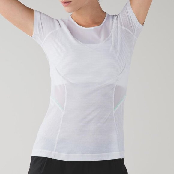 Lululemon Mesh With Me Short Sleeve Heathered White / White size 6 - Picture 2 of 12